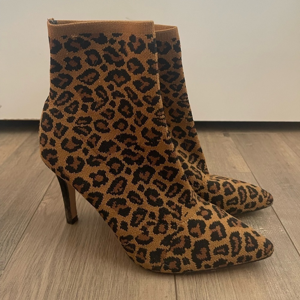 MIA Animal Print Heeled Sock Boots - 7